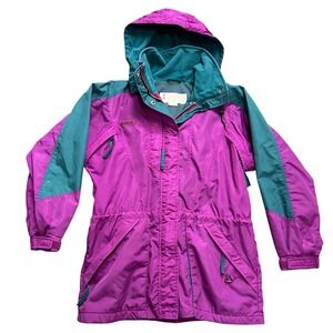Columbia Double Whammy Vintage 90s Purple Teal Colorblock Parka Jacket Womens L